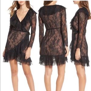 Francesca's Women's Black and Tan lace Dress